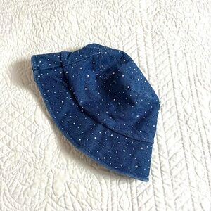 Denim‎ bedazzled bucket hat